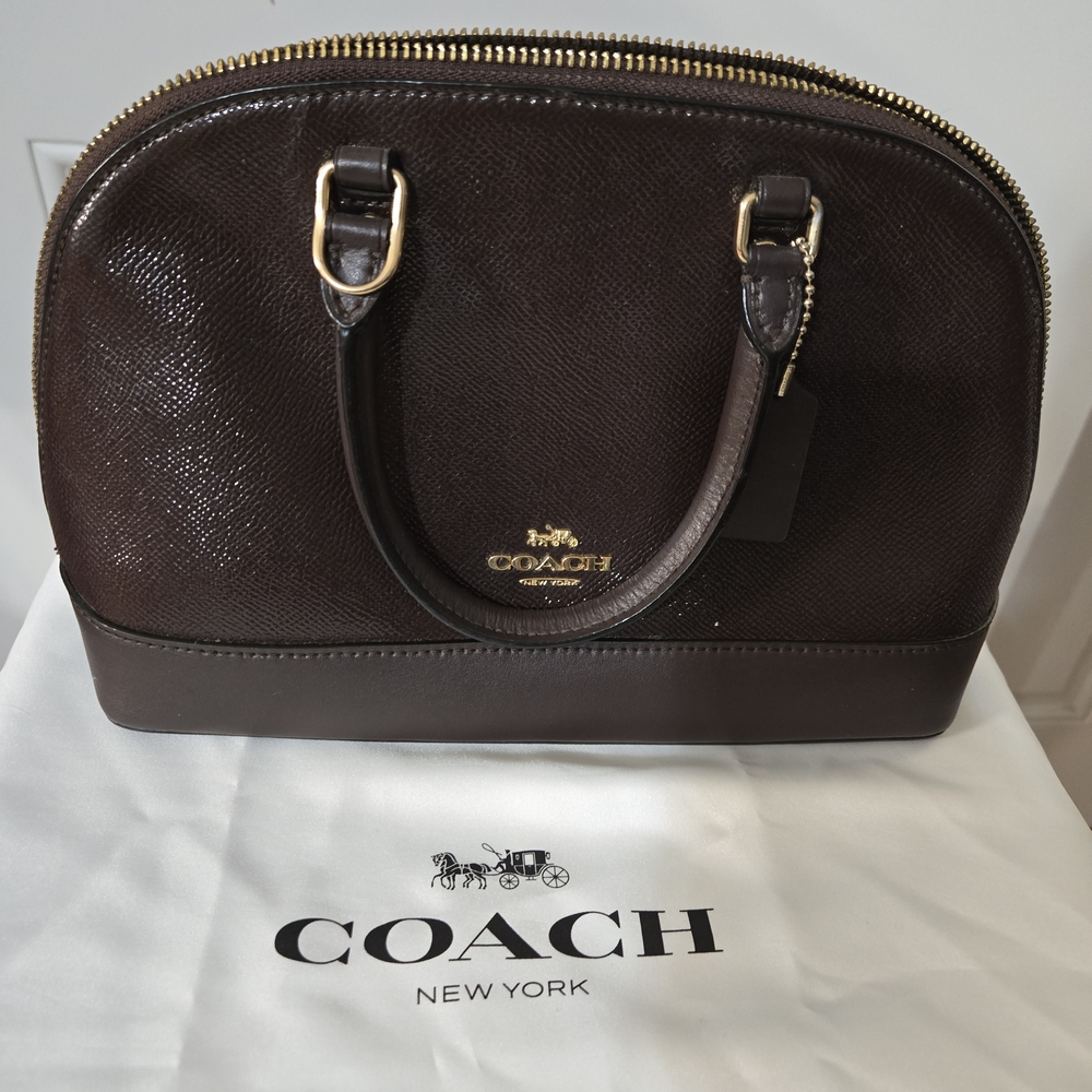 Coach Aubergine Leather Top Handle